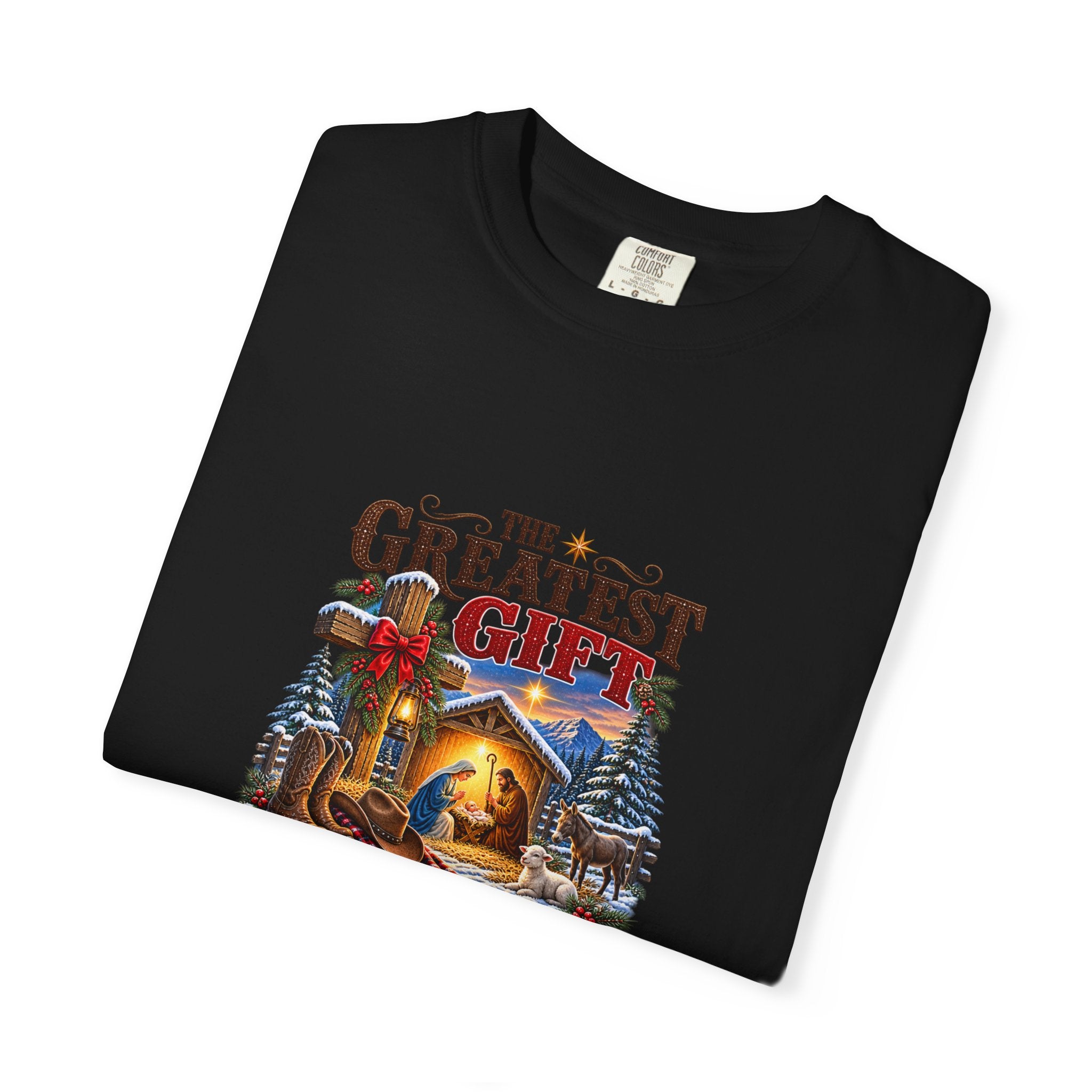 Greatest Gift Lying in a Manger — Brave Hearts Country Gospel T-Shirt