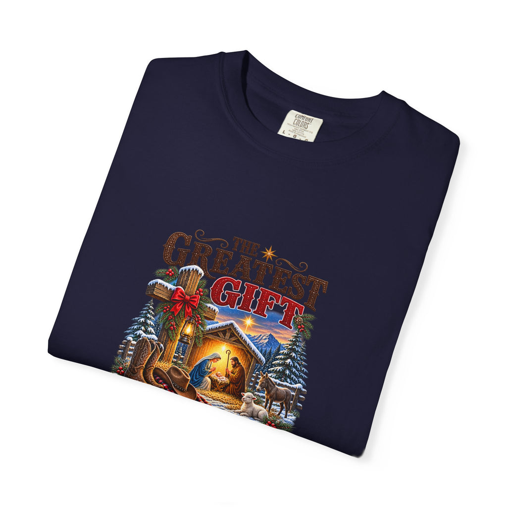 Greatest Gift Lying in a Manger — Brave Hearts Country Gospel T-Shirt