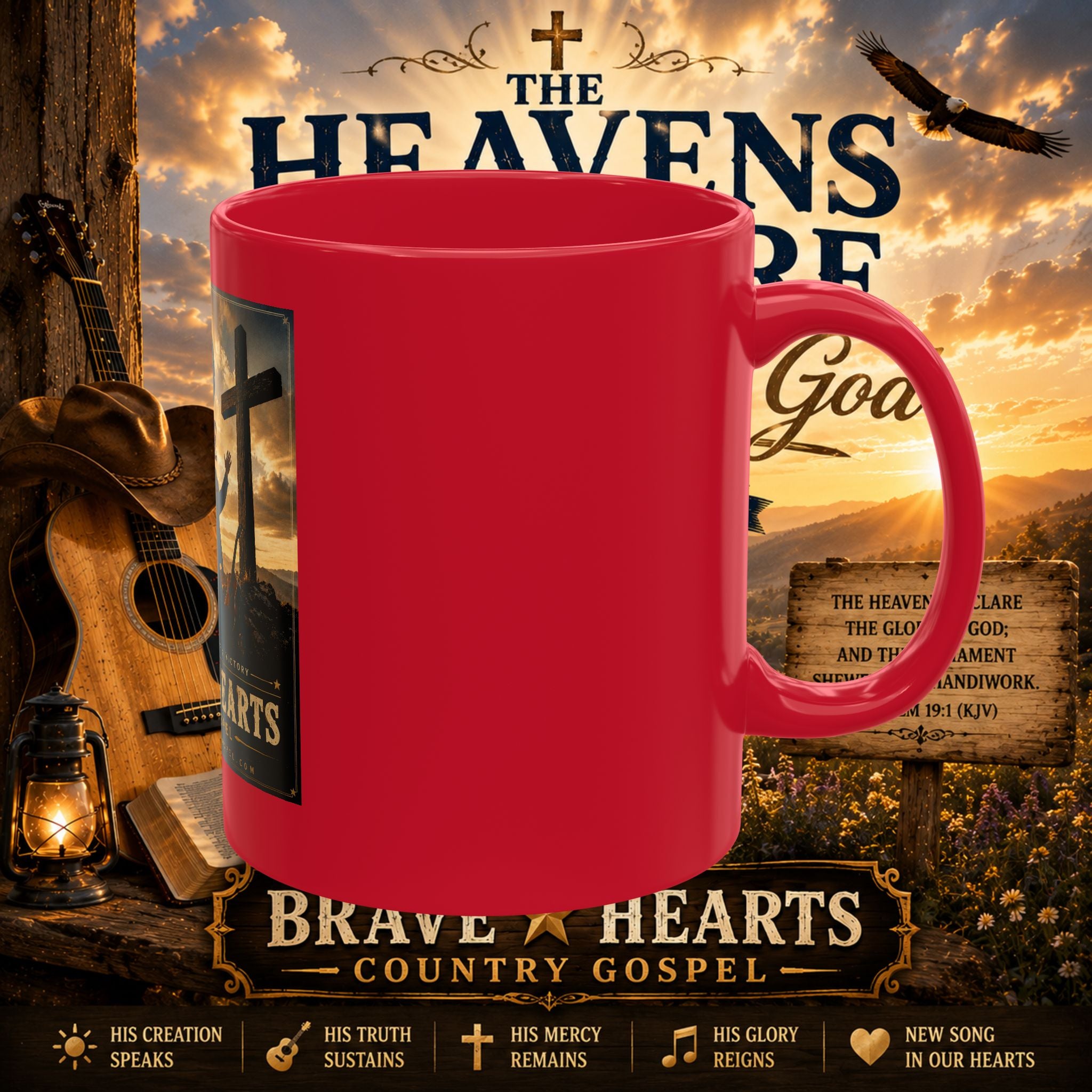 Lord Stands By Me Ceramic Mug — Christian Faith Coffee Cup (Brave Hearts Country Gospel)