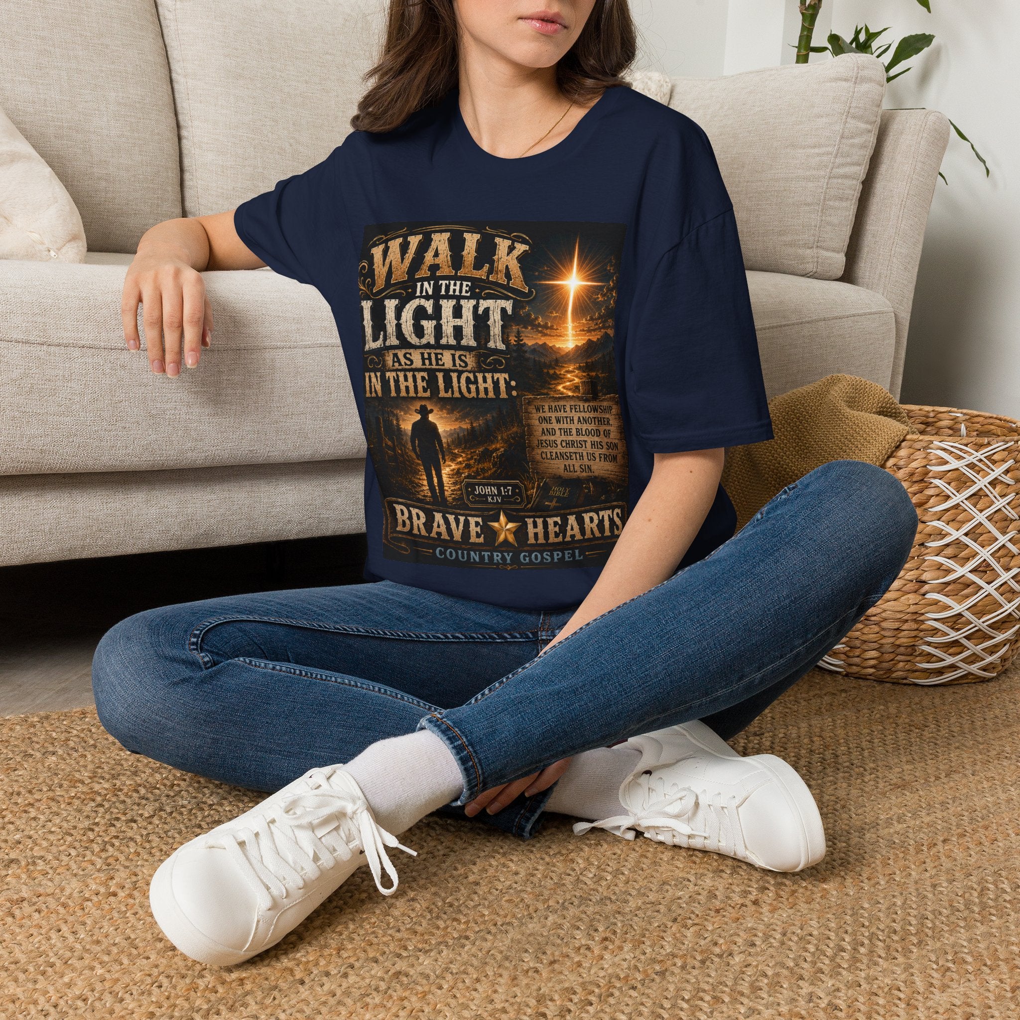Walk in the Light as He Is in the Light — Brave Hearts Country Gospel T-Shirt