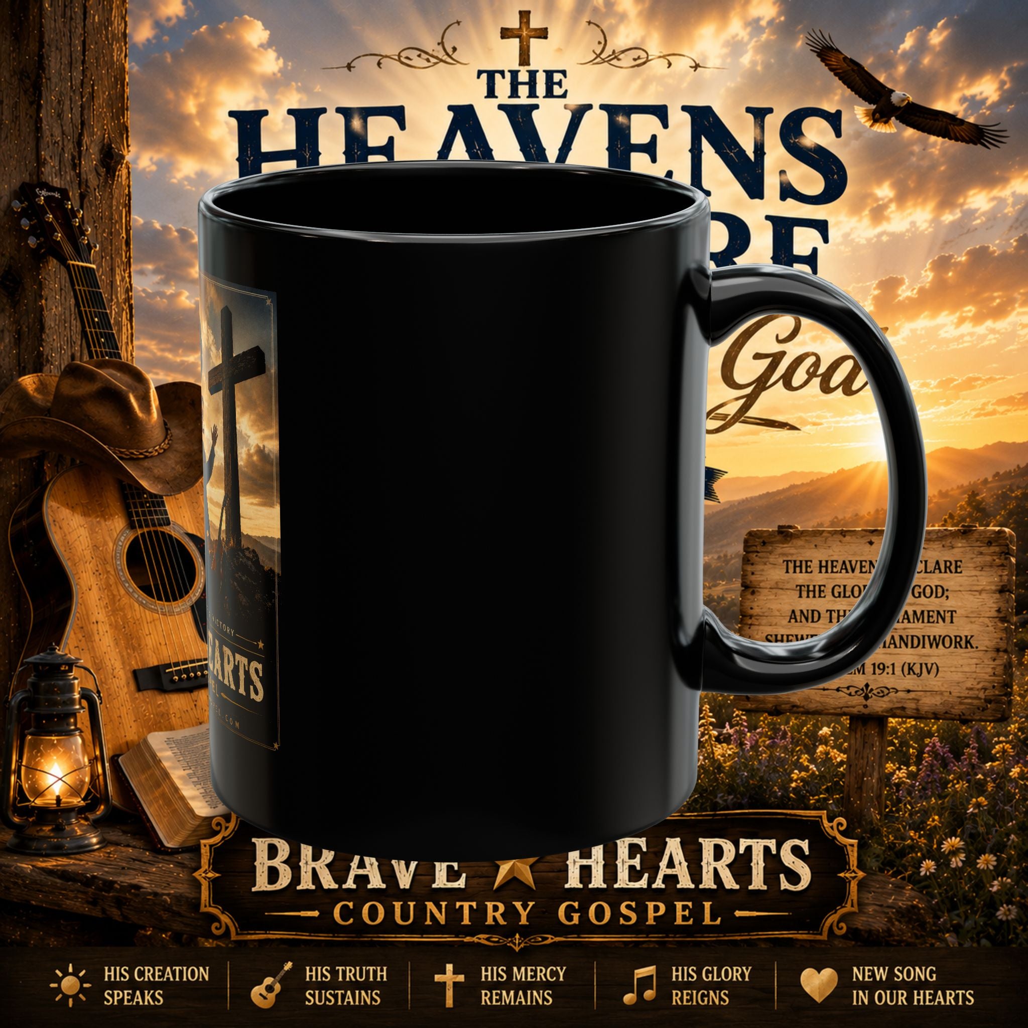 Lord Stands By Me Ceramic Mug — Christian Faith Coffee Cup (Brave Hearts Country Gospel)