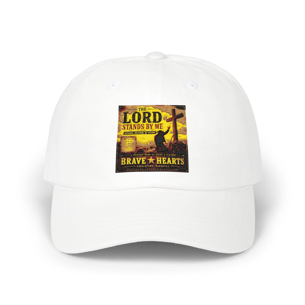 Brave Hearts Faith Dad Cap — "Lord Standin' by Me" Vintage Cross Baseball Hat