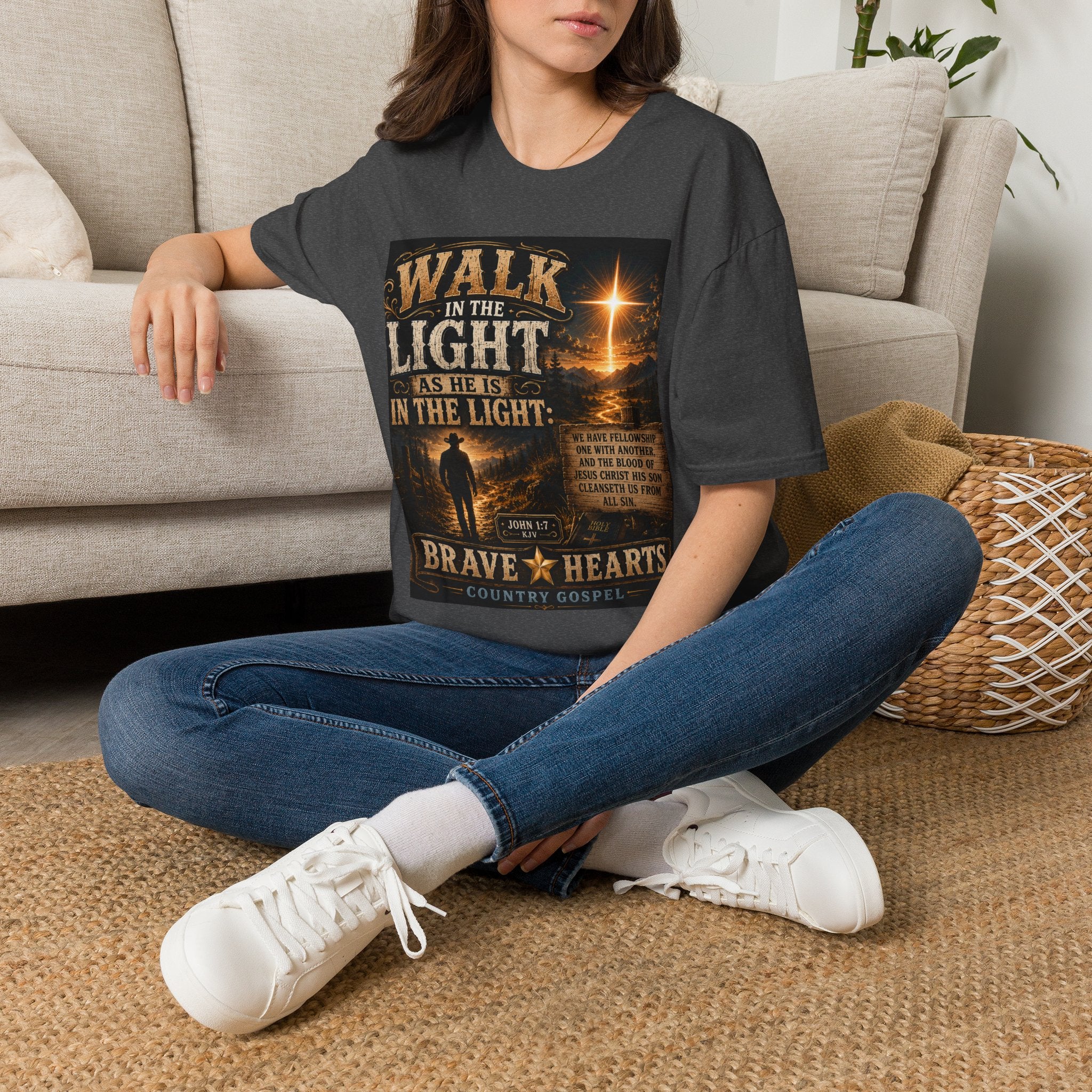 Walk in the Light as He Is in the Light — Brave Hearts Country Gospel T-Shirt