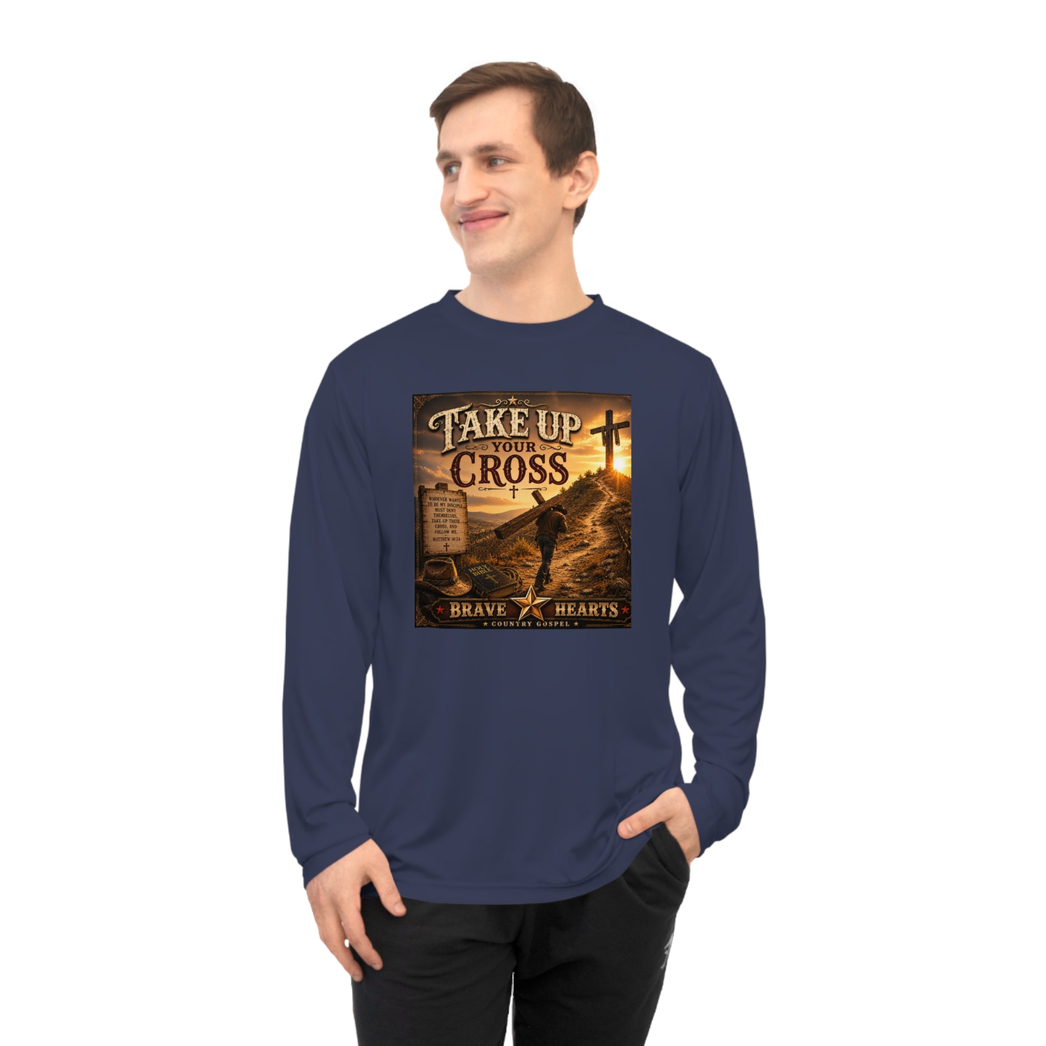 Take Up Your Cross - Brave Hearts Country Gospel Long Sleeve T-Shirt
