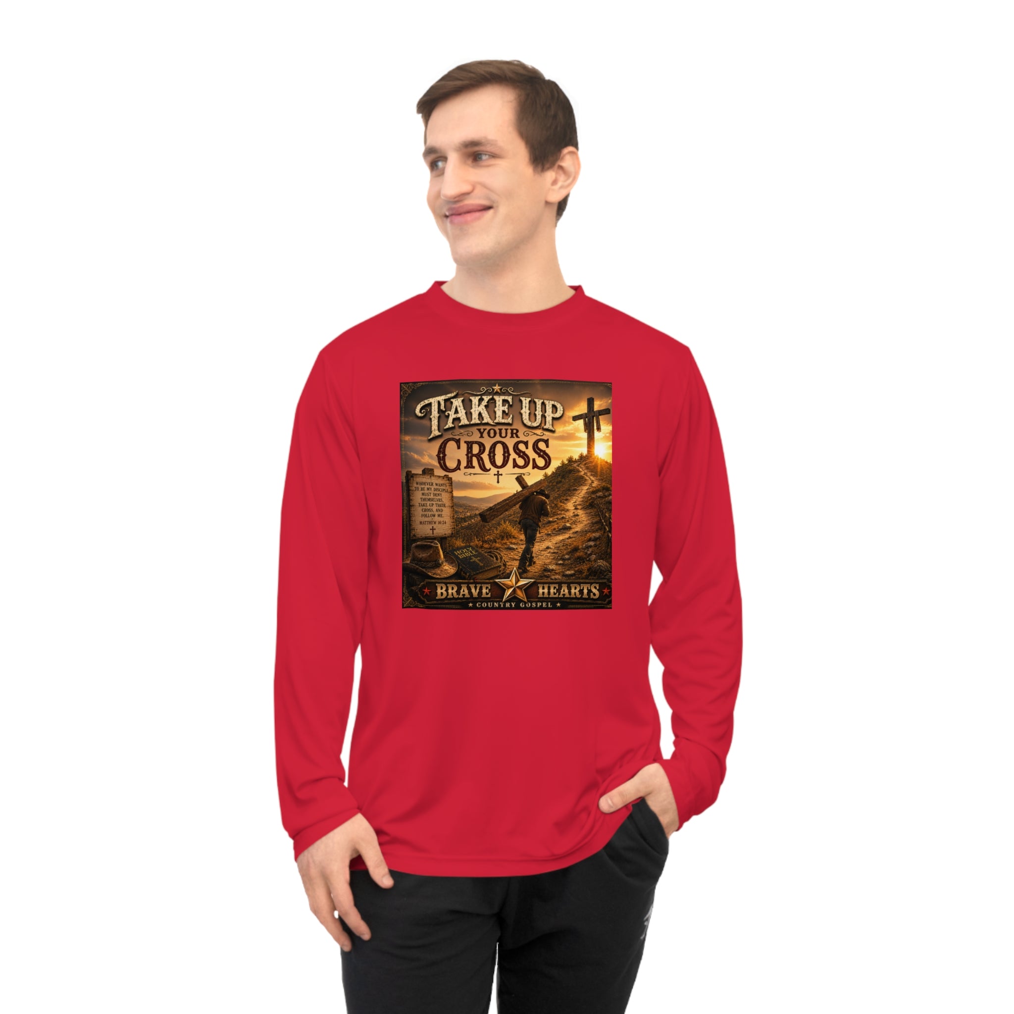Take Up Your Cross - Brave Hearts Country Gospel Long Sleeve T-Shirt