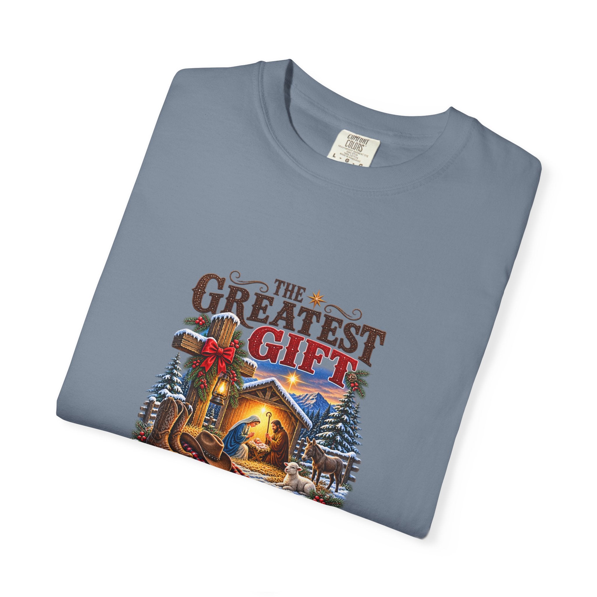 Greatest Gift Lying in a Manger — Brave Hearts Country Gospel T-Shirt