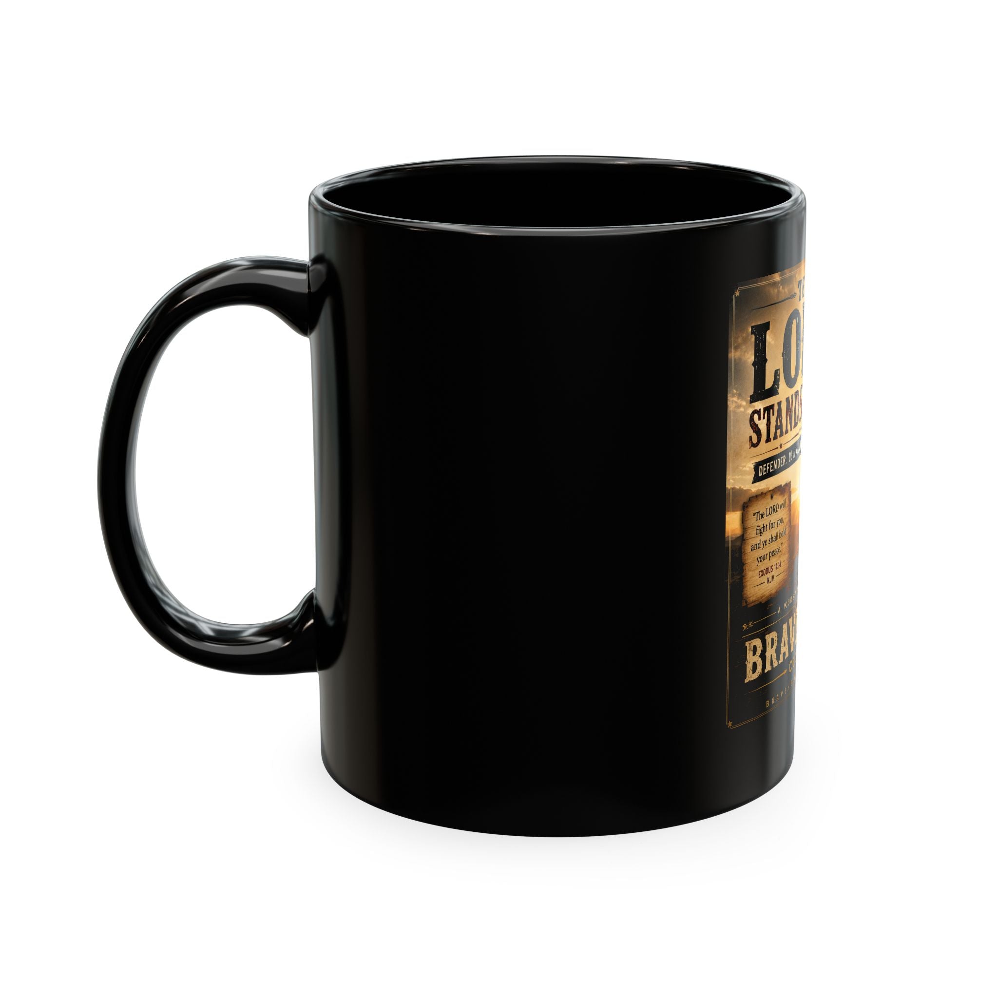 Lord Stands By Me Ceramic Mug — Christian Faith Coffee Cup (Brave Hearts Country Gospel)