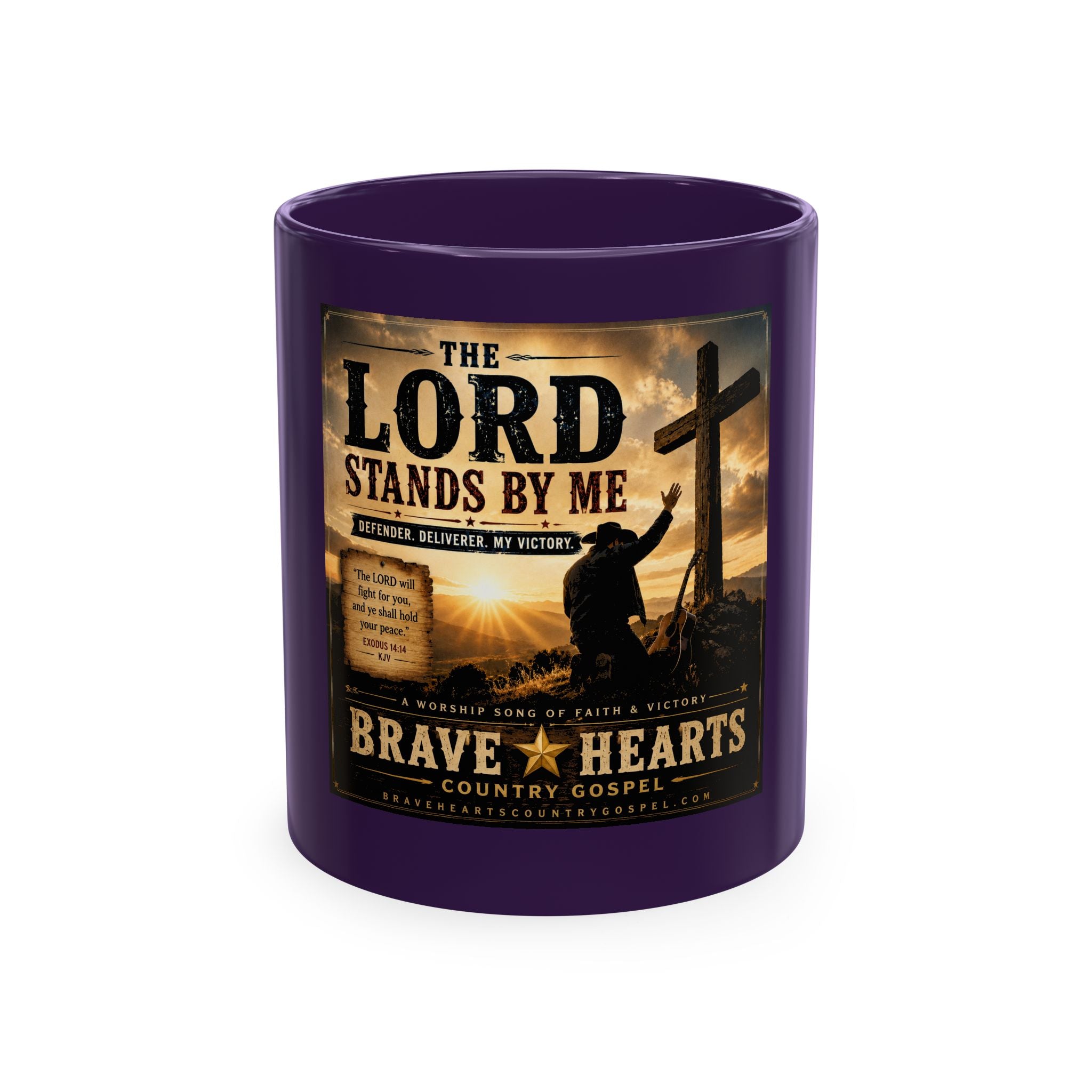 Lord Stands By Me Ceramic Mug — Christian Faith Coffee Cup (Brave Hearts Country Gospel)