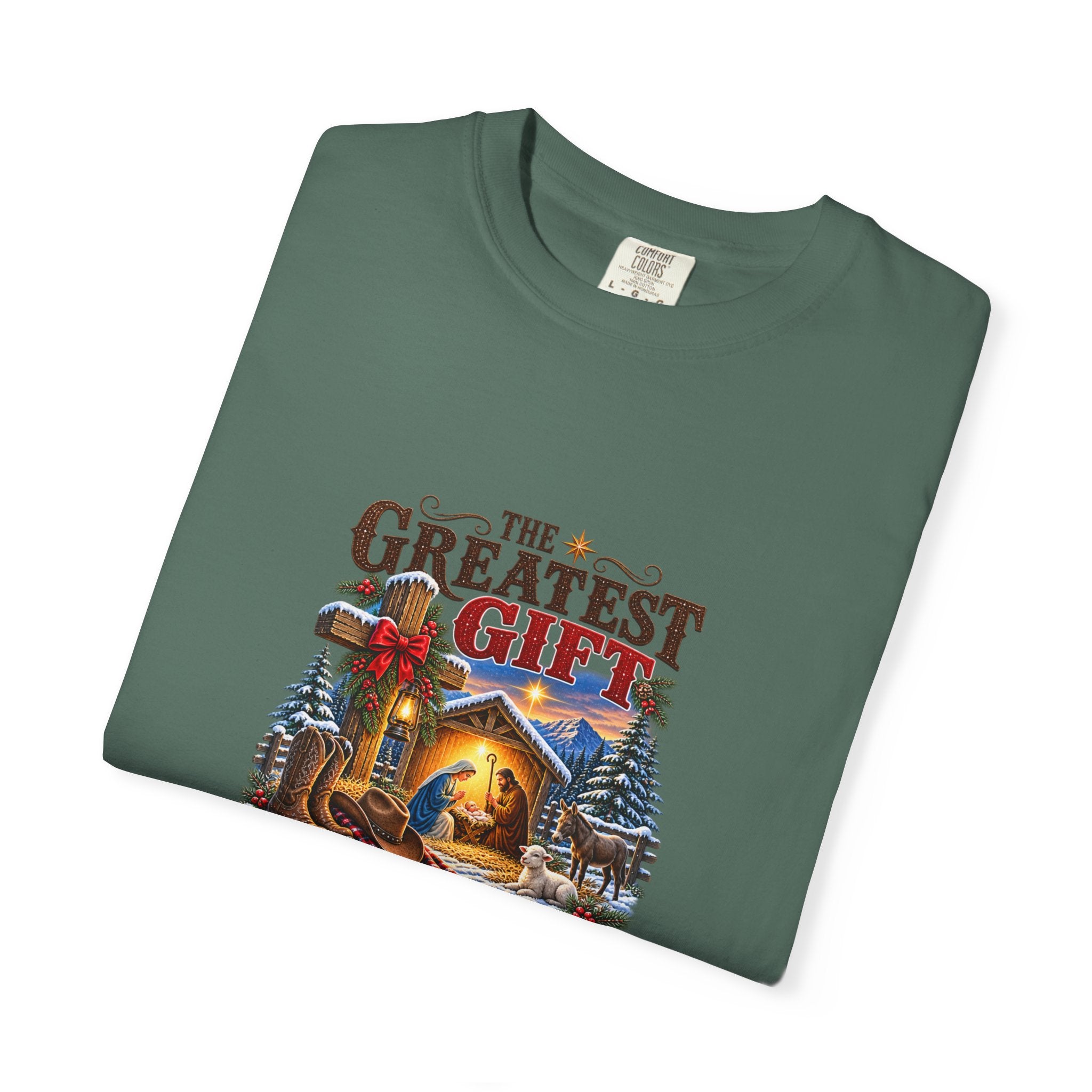 Greatest Gift Lying in a Manger — Brave Hearts Country Gospel T-Shirt