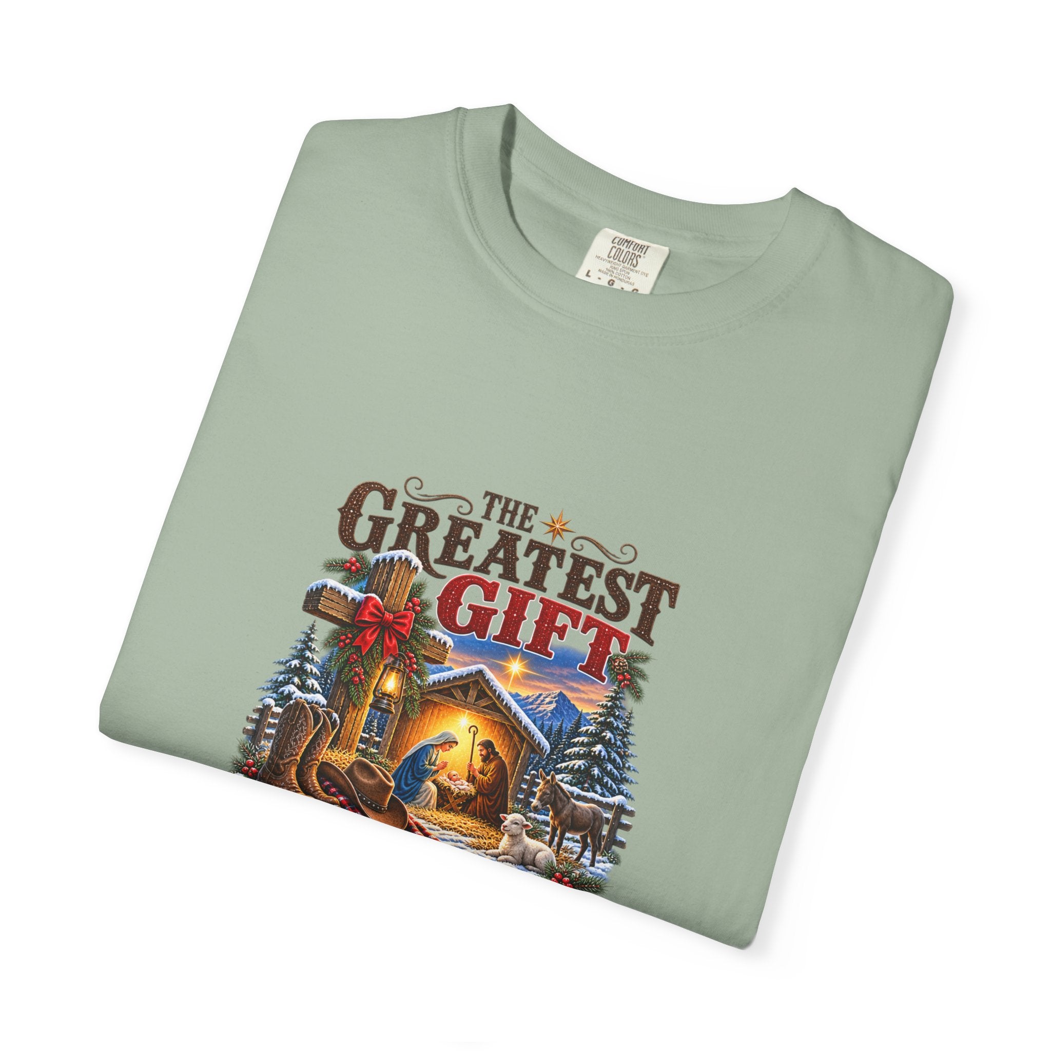 Greatest Gift Lying in a Manger — Brave Hearts Country Gospel T-Shirt