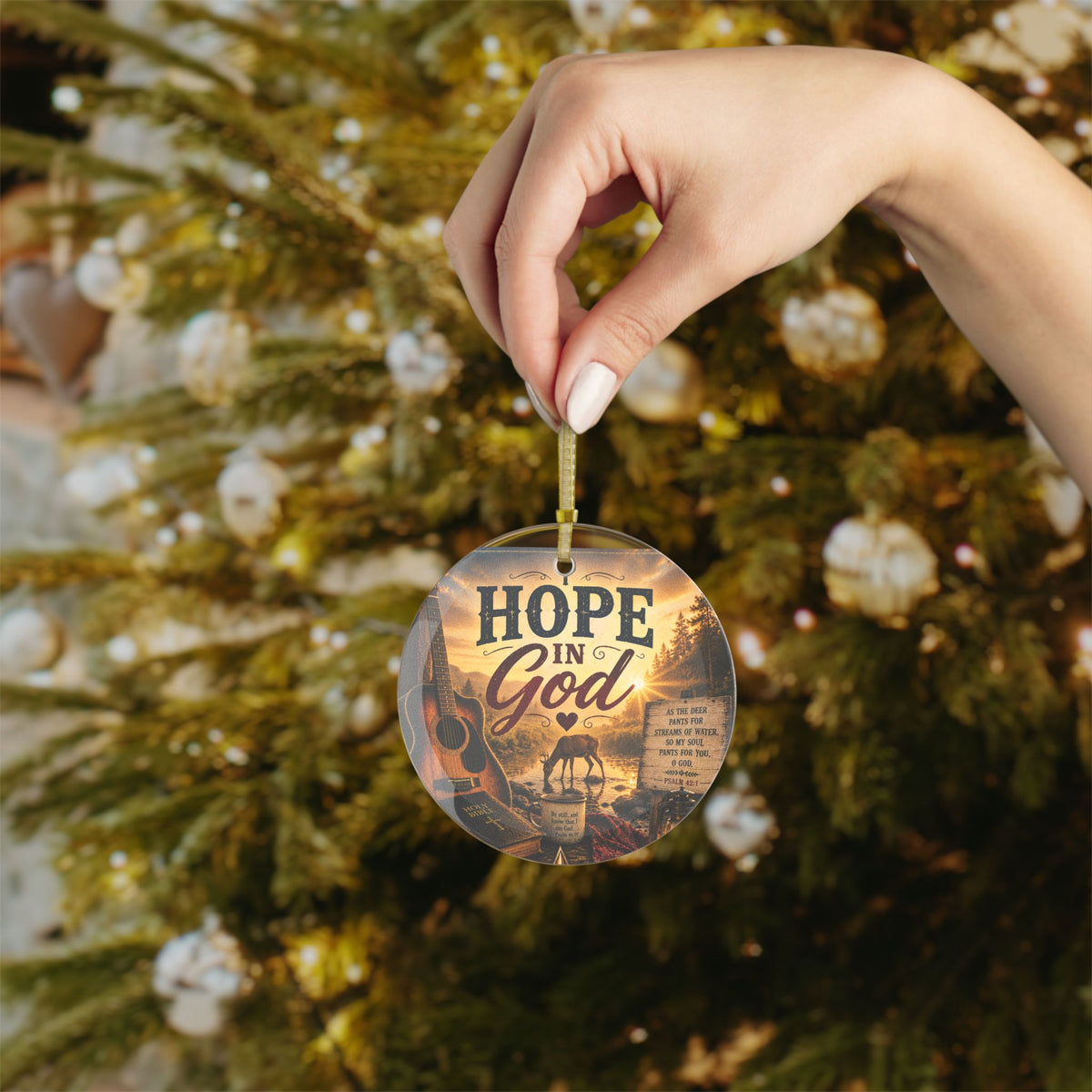 Hope in God - Brace Hearts Country Gospel Glass Ornaments
