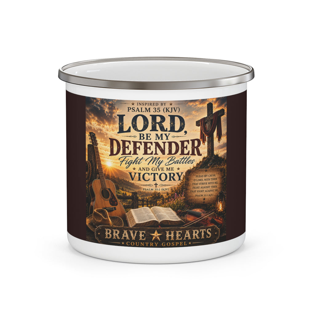 LORD BE MY DEFENDER Enamel Camping Mug — Brave Hearts Country Gospel