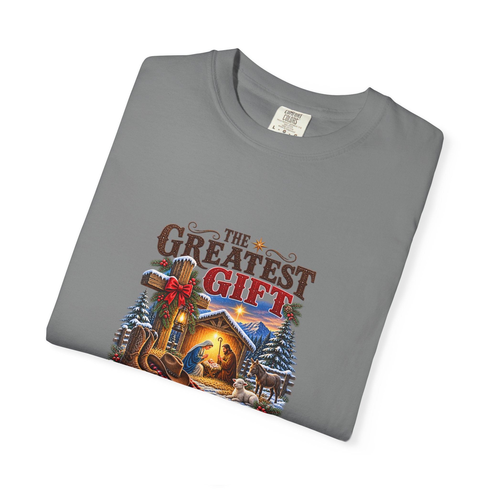 Greatest Gift Lying in a Manger — Brave Hearts Country Gospel T-Shirt