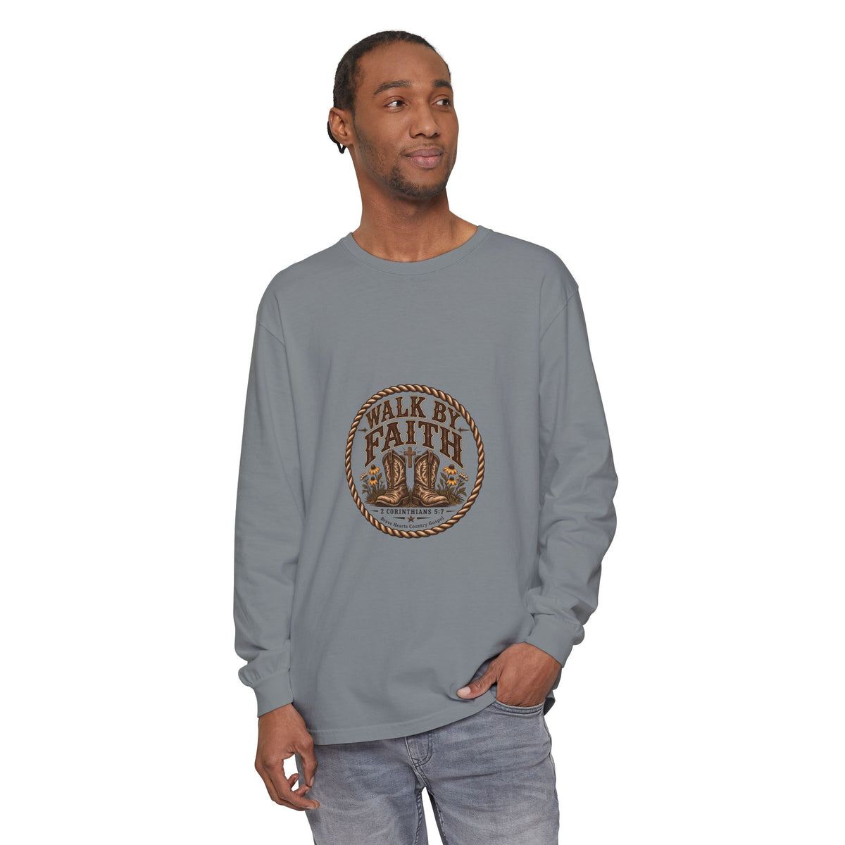 Walk by Faith - Brave Hearts Country Gospel Long Sleeve Tee